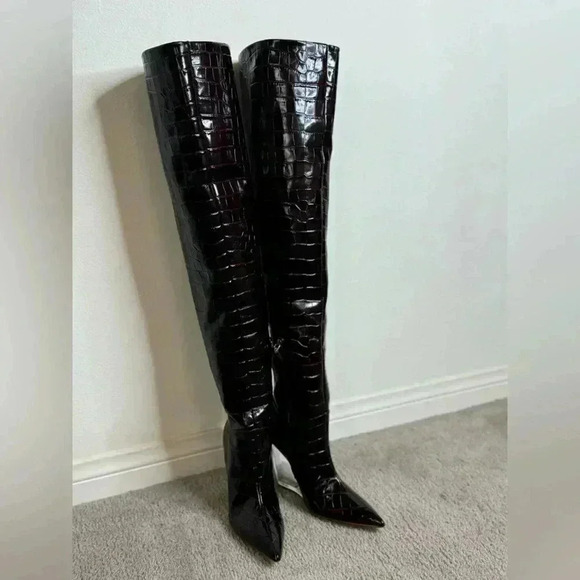 LUCITE 100 WEDGE BOOT Croc Print Brand New Size 7 - Picture 16 of 17